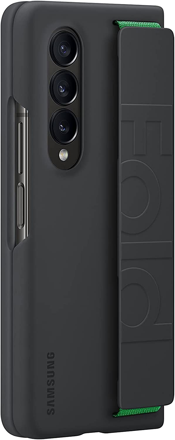 Housse de protection en silicone pour SAMSUNG Galaxy Z Fold4 avec dragonne, finition mate, surface souple, design portable, version américaine, noir 4