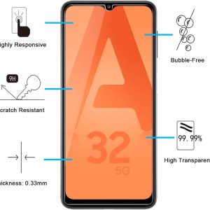 Lot de 2 protecteur d'écran pour Samsung Galaxy A32 5G -Anti Rayures - Ultra Résistant (0,33mm HD Ultra Transparent) Dureté 9H Glass - NEW'C. – Image 7
