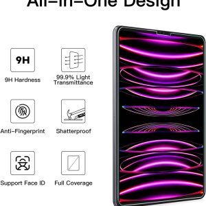 2 paquets de Protecteur d'écran et d'objectif d'appareil photo pour iPad Pro 11 pouces, 2022,2021,2020 (4,3,2 génération) - JETech – Image 3