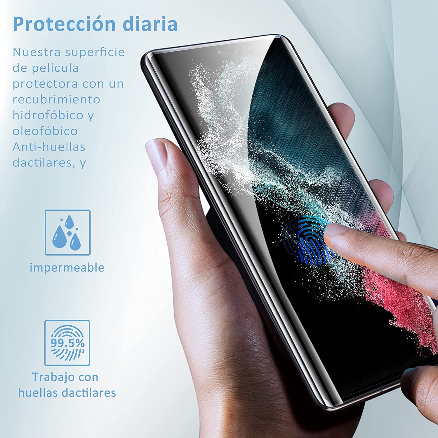 Protecteur d’écran compatible avec Samsung Galaxy S22 Ultra (2 pièces) + Protecteur d’objectif d’appareil photo (2 pièces), Sensible au toucher, Dureté 9H, Verre trempé pour Samsung S22 Ultra 3