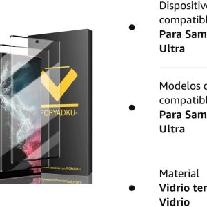 Protecteur d’écran et d’objectif d’appareil photo compatible avec Samsung Galaxy S22 Ultra (2*2 pièces), Verre trempé – Image 8