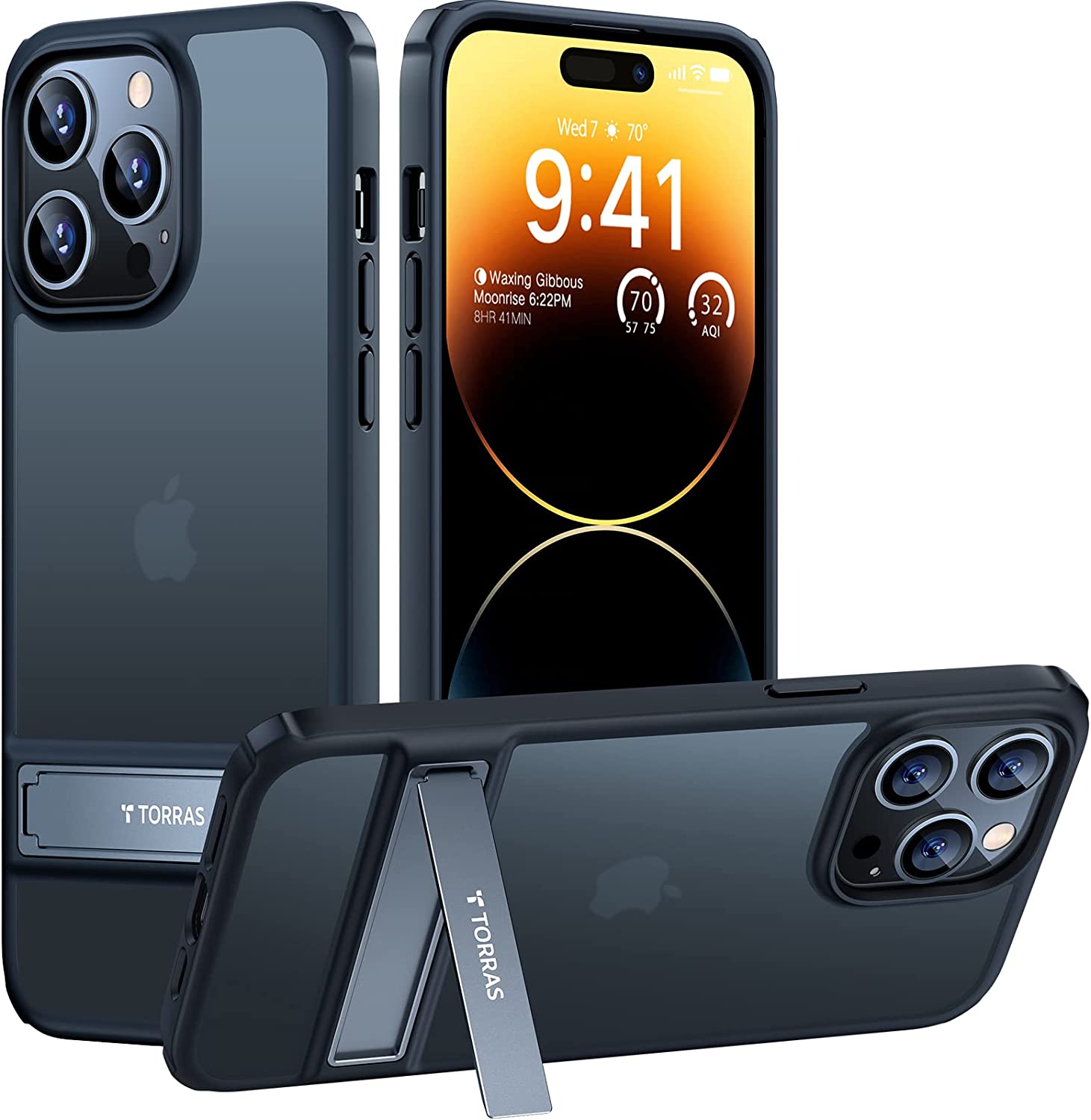 Coque TORRAS MarsClimber( UPPRO MATTE CASE) pour iPhone 14 Pro mAx, [Test de chute de 3 m de qualité militaire] [3 façons de support en métal]