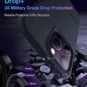 Coque en silicone pour iPhone 14 Pro Max, [Test contre les chutes de qualité militaire] souple et soyeux de qualité supérieure, Noir sidéral - TORRAS – Image 2