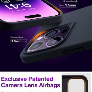 Coque en silicone pour iPhone 14 Pro Max, [Test contre les chutes de qualité militaire] souple et soyeux de qualité supérieure, Noir sidéral - TORRAS – Image 3