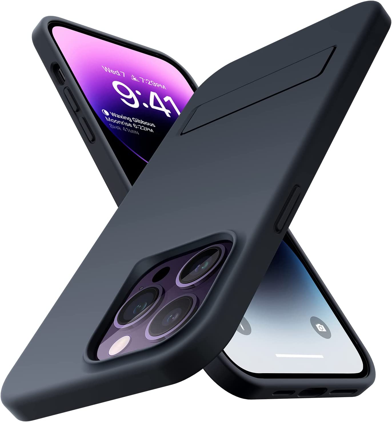 Coque TORRAS en silicone pour iPhone 14 Pro Max avec support, [Protection contre les chutes de qualité militaire] Coque de téléphone en silicone souple