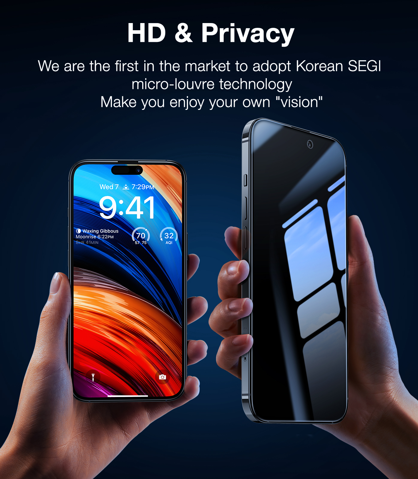 Lot de 2 protecteurs d’écran pour iPhone 14 Pro TORRAS Diamond Privacy [Protection de qualité militaire 10x] HD _ Privacy