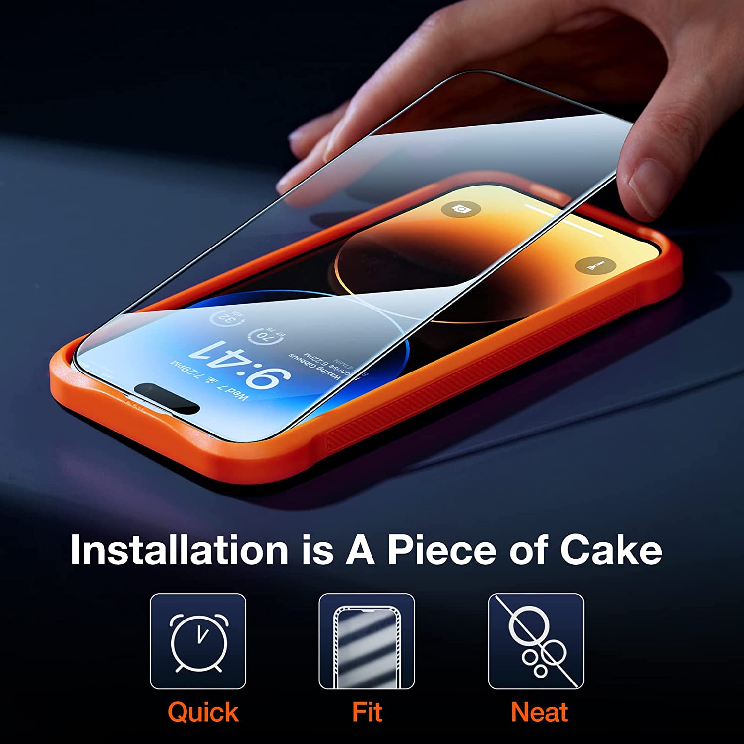Protection d'écran pour iPhone 14 Pro en verre trempé et kit d'installation