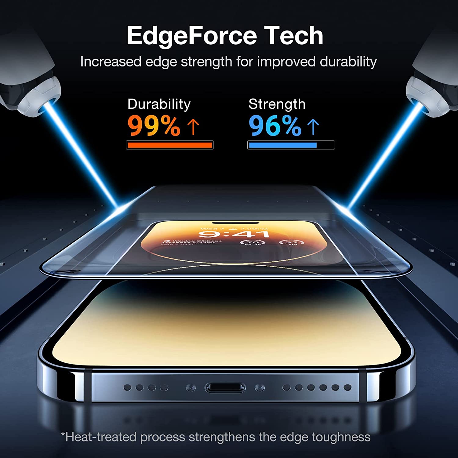 TORRAS Diamond Shield Lot de 2 protecteurs d’écran pour iPhone 14 Pro [Protection de qualité militaire 10x] avec bords renforcés durables en verre trempé transparent – 4