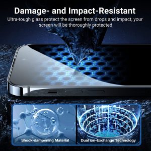 Protecteurs d’écran pour iPhone 14 Pro max [Protection de qualité militaire] en verre trempé transparent - TORRAS Diamond Shield – Image 7
