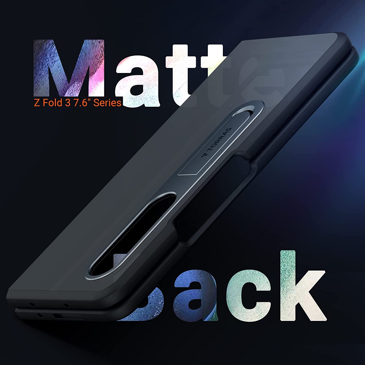 TORRAS MarsClimber Coque pour Galaxy Z Fold 3 avec béquille, [Anti-rayures] [Protection de qualité militaire] Coque arrière fine translucide mate compatible avec Galaxy Z Fold 3 5G, Noir – 5