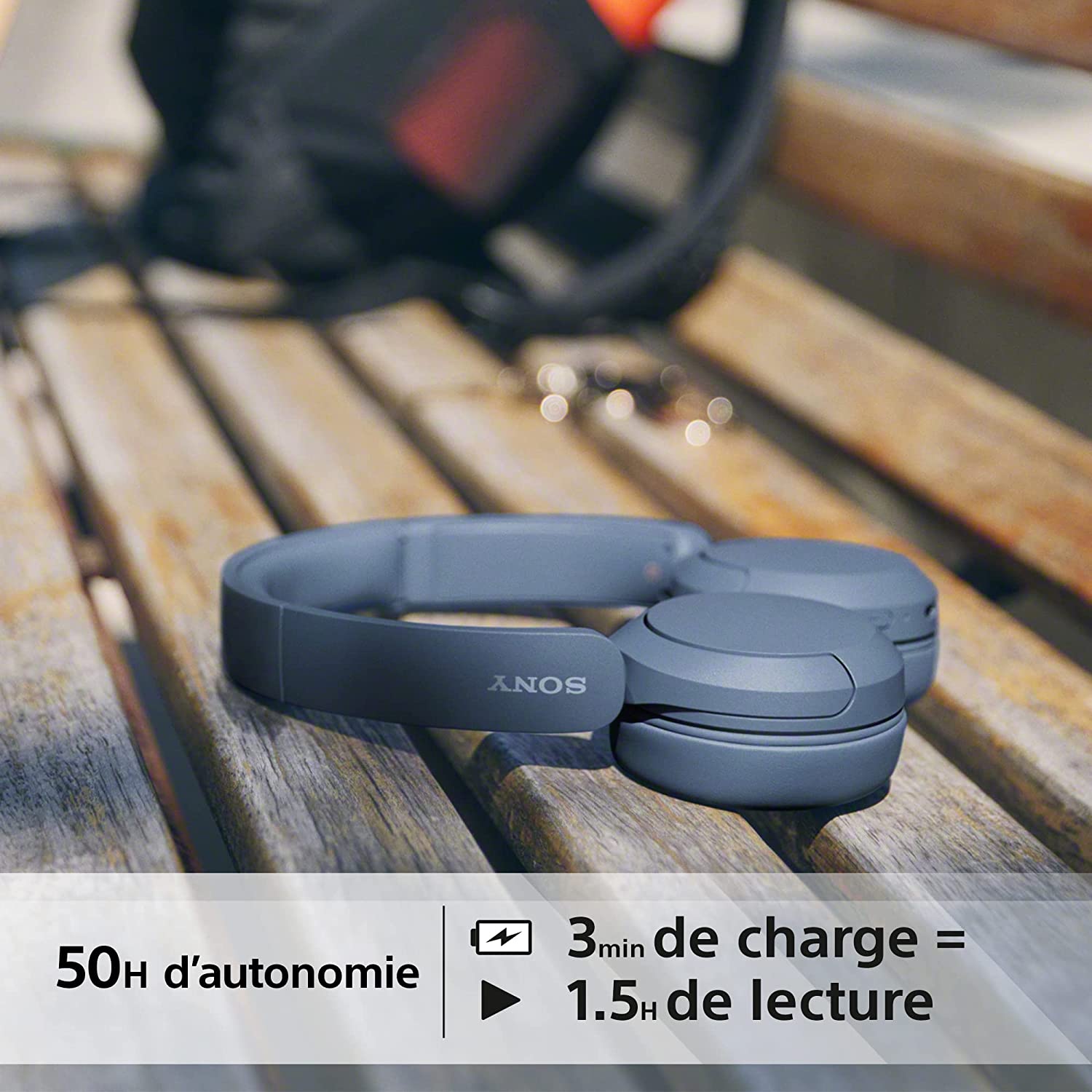 Casque Bluetooth sans Fil, Multipoint, Micro intégré – jusqu’à 50 Heures d’autonomie et Charge Rapide – Bleu – Sony WH-CH520 6