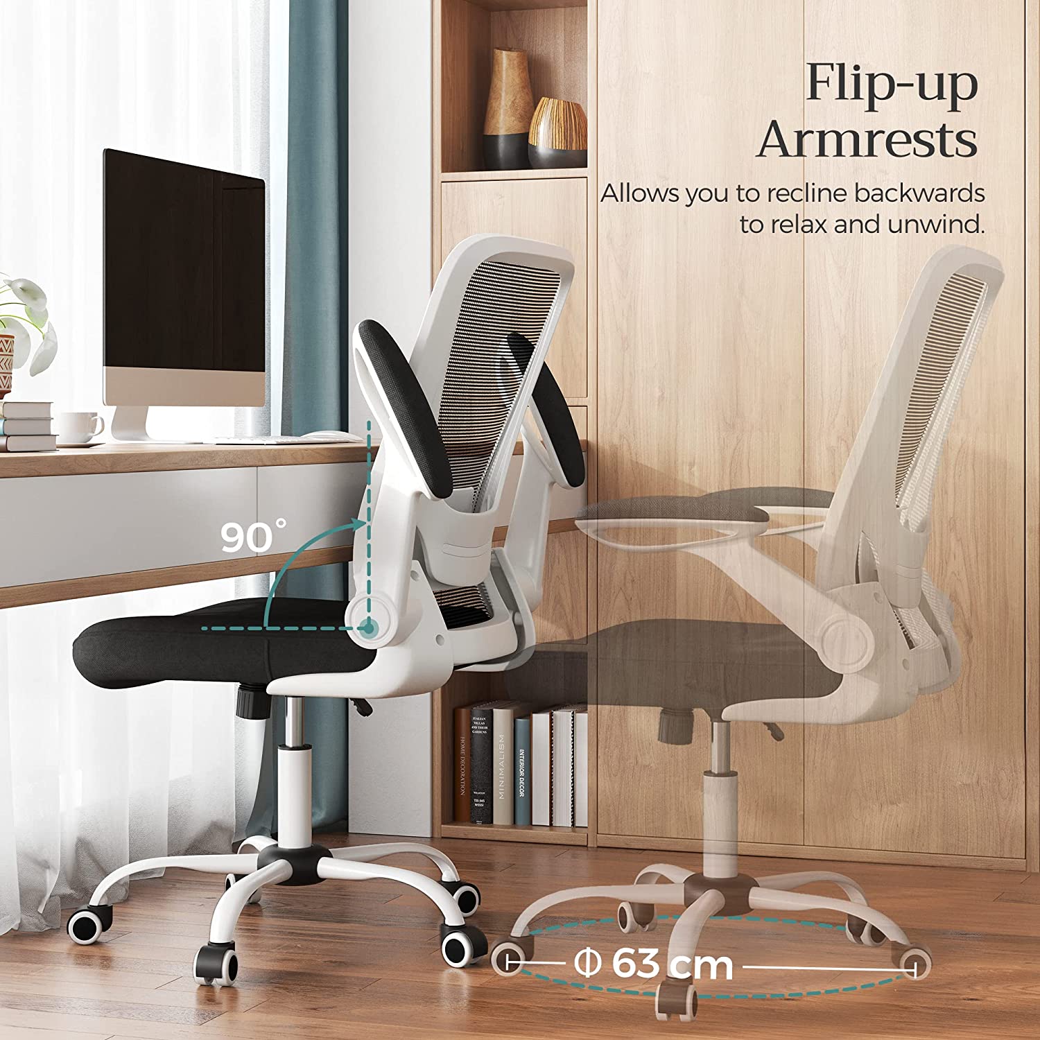 Chaise de Bureau pivotante en Maille – Blanc – SONGMICS 2