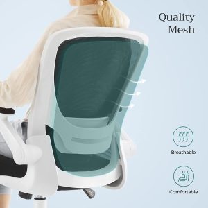 Chaise de bureau pivotante et ergonomique en maille (Toile) - Blanc - SONGMICS – Image 3