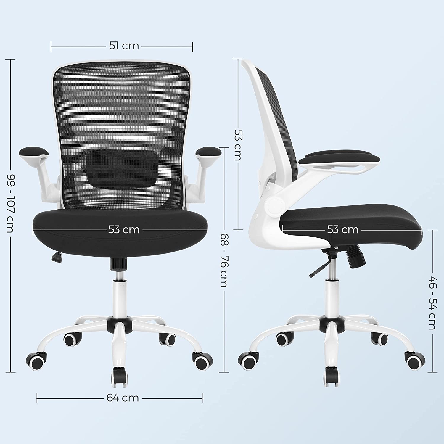 Chaise de Bureau pivotante en Maille – Blanc – SONGMICS 4