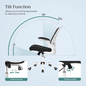 Chaise de bureau pivotante et ergonomique en maille (Toile) - Blanc - SONGMICS – Image 7