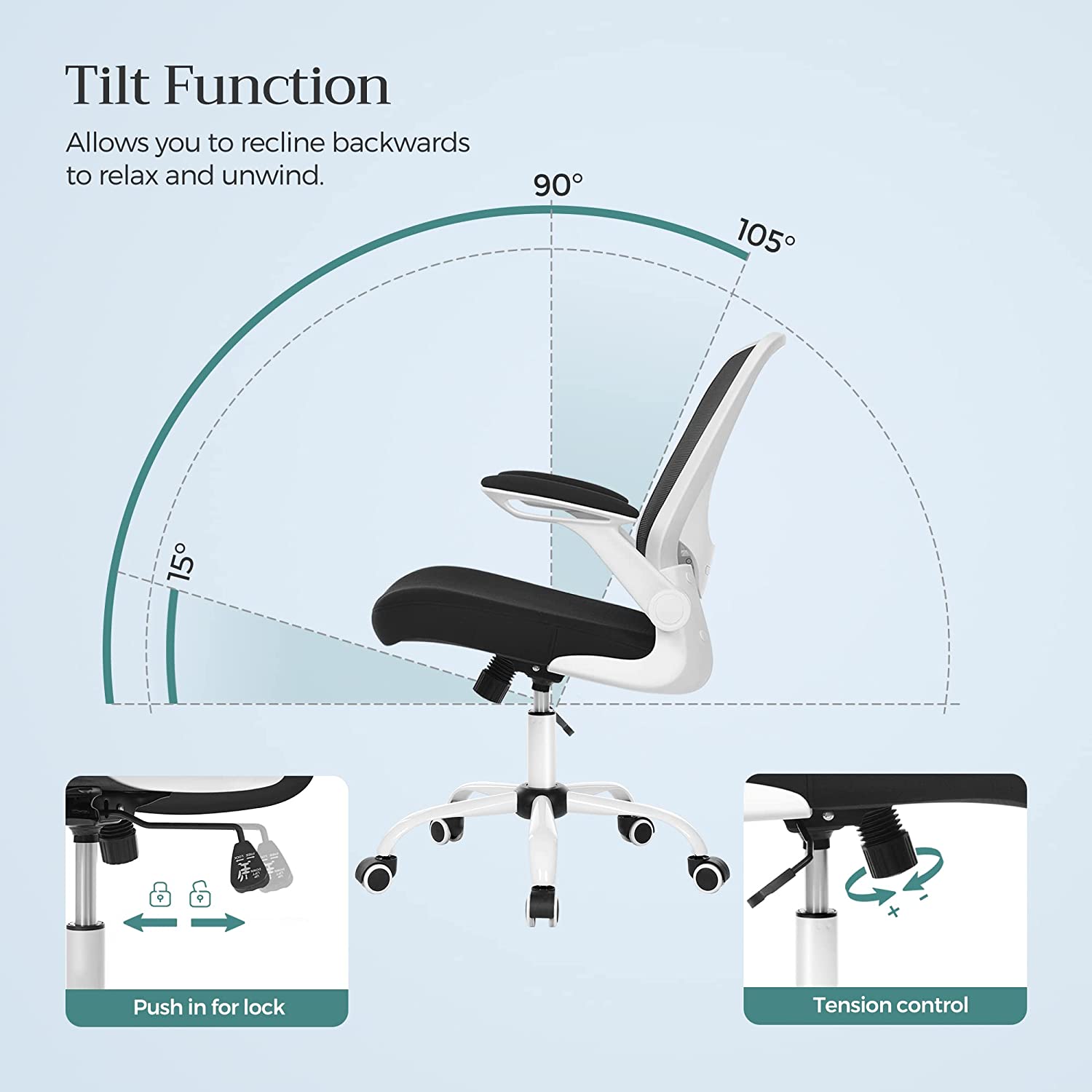 Chaise de Bureau pivotante en Maille – Blanc – SONGMICS 7