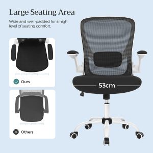 Chaise de bureau pivotante et ergonomique en maille (Toile) - Blanc - SONGMICS – Image 8
