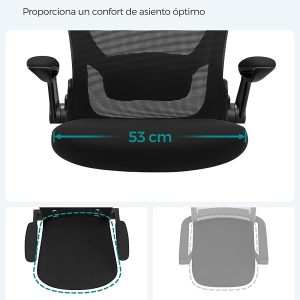 Chaise de bureau pivotante et ergonomique en maille (Toile) - Noir - SONGMICS – Image 2