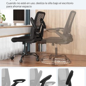 Chaise de bureau pivotante et ergonomique en maille (Toile) - Noir - SONGMICS – Image 5