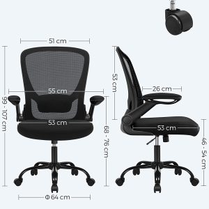 Chaise de bureau pivotante et ergonomique en maille (Toile) - Noir - SONGMICS – Image 6