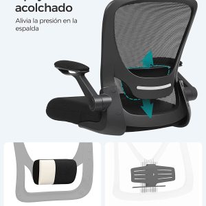 Chaise de bureau pivotante et ergonomique en maille (Toile) - Noir - SONGMICS – Image 9