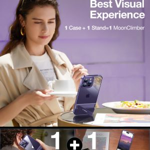 Coque transparente pour iPhone 14 Pro Max, [Test de chute de qualité militaire] contour Violet foncée - TORRAS MoonClimber – Image 14