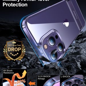 Coque transparente pour iPhone 14 Pro Max, [Test de chute de qualité militaire] contour Violet foncée - TORRAS MoonClimber – Image 5