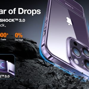 Coque transparente pour iPhone 14 Pro Max, [Test de chute de qualité militaire] contour Violet foncée - TORRAS MoonClimber – Image 4