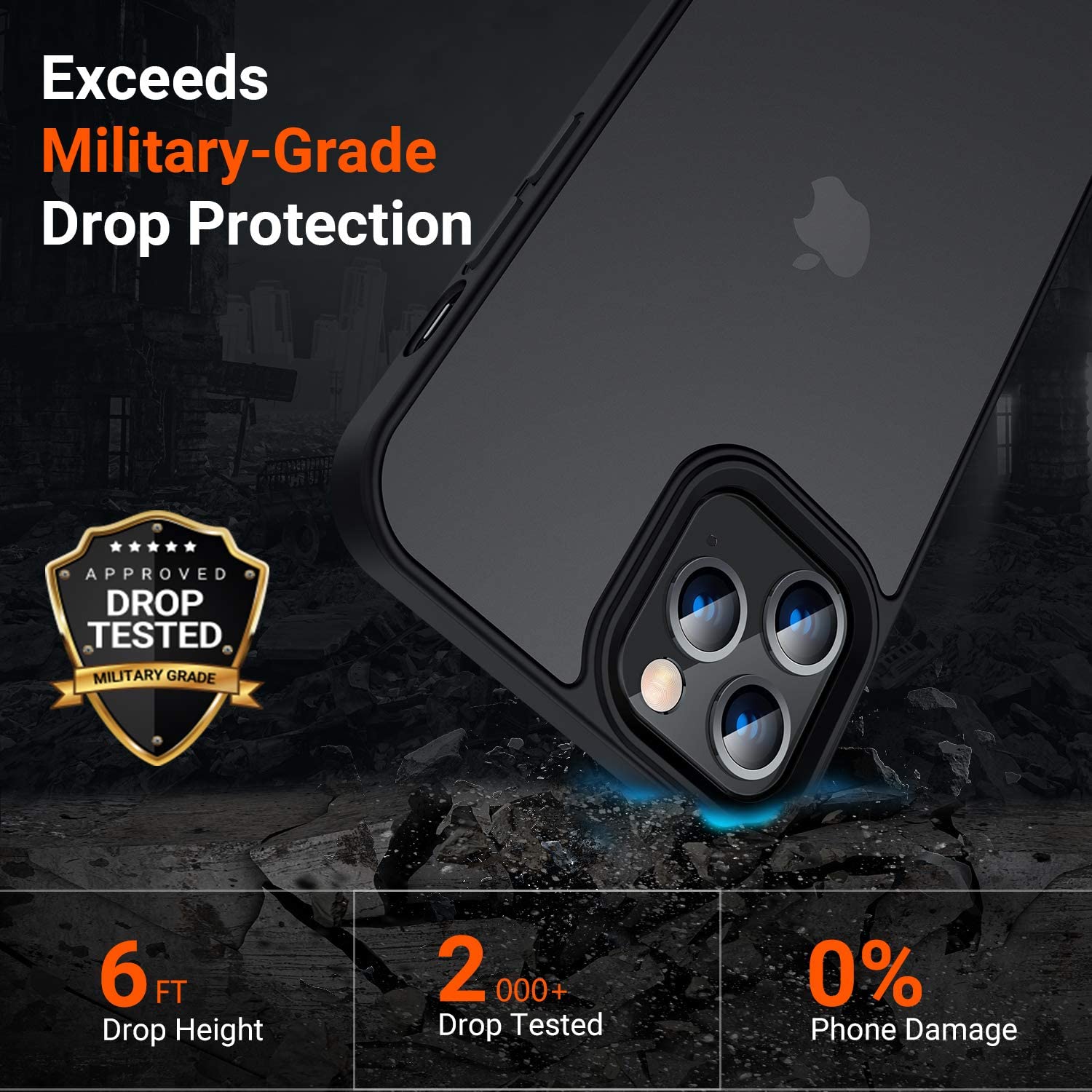 Coque de protection Antichoc pour Iphone 12 Pro, Noir – TORRAS Guardian Séries 2