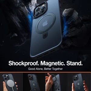 Coque Magnétique Ostand pour iPhone 14 Pro Max - Violet Foncé - TORRAS – Image 5