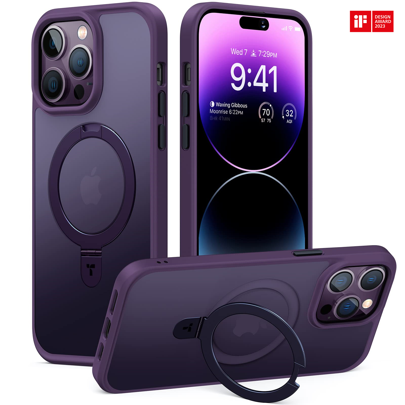 Coque magnétique Ostand pour iPhone 14 Pro Max – Violet Foncé – Torras