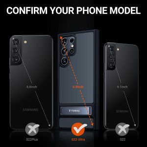 Coque de protection MarsClimber pour Samsung Galaxy S22 Ultra 6,8" 5G - 3 positions de support en métal - Protection militaire anti-chocs - Translucide mat - Noir Mystique - TORRAS – Image 3