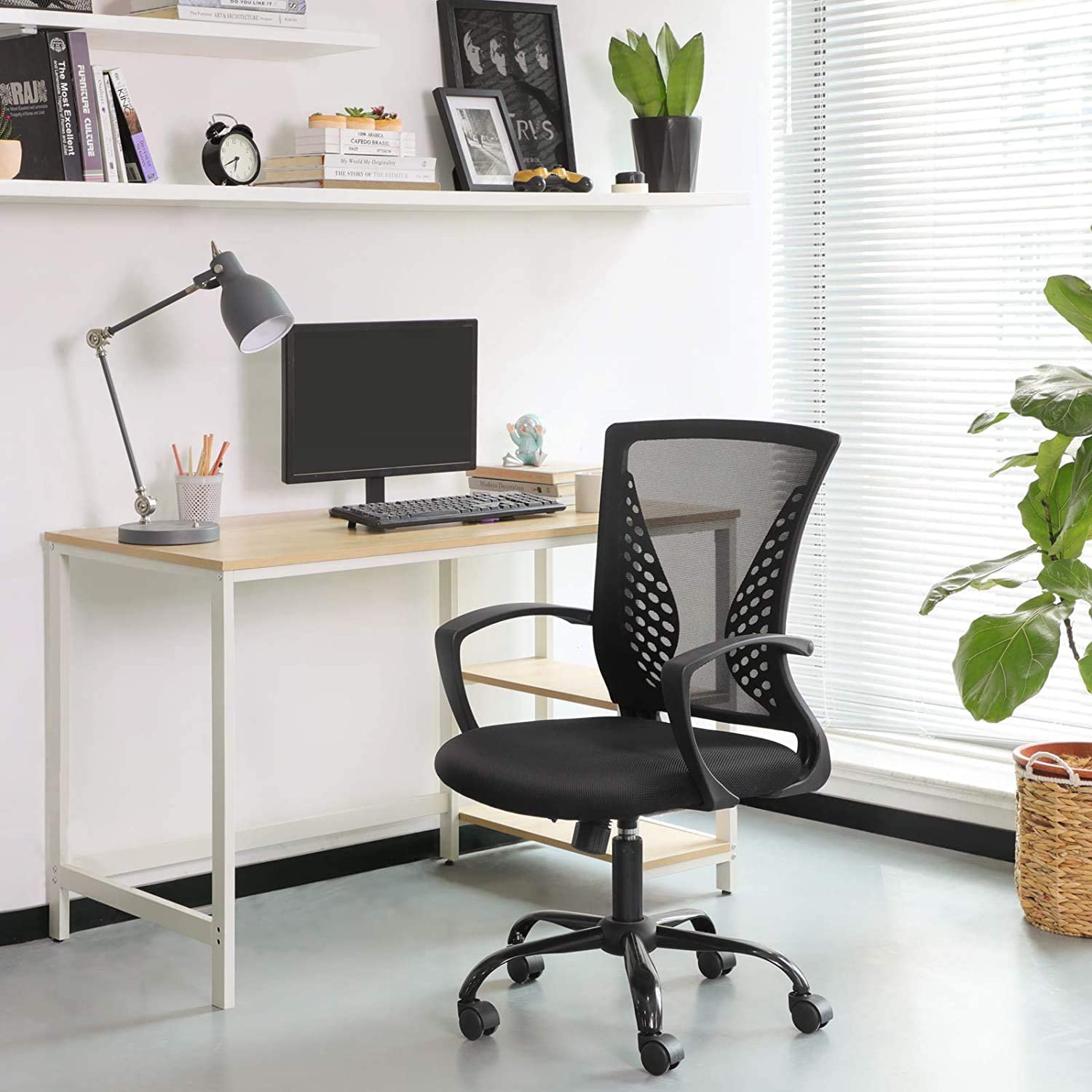 Fauteuil de bureau ergonomique, pivotant, réglable en Hauteur, mécanisme d’Inclinaison – Noir – SONGMICS 2