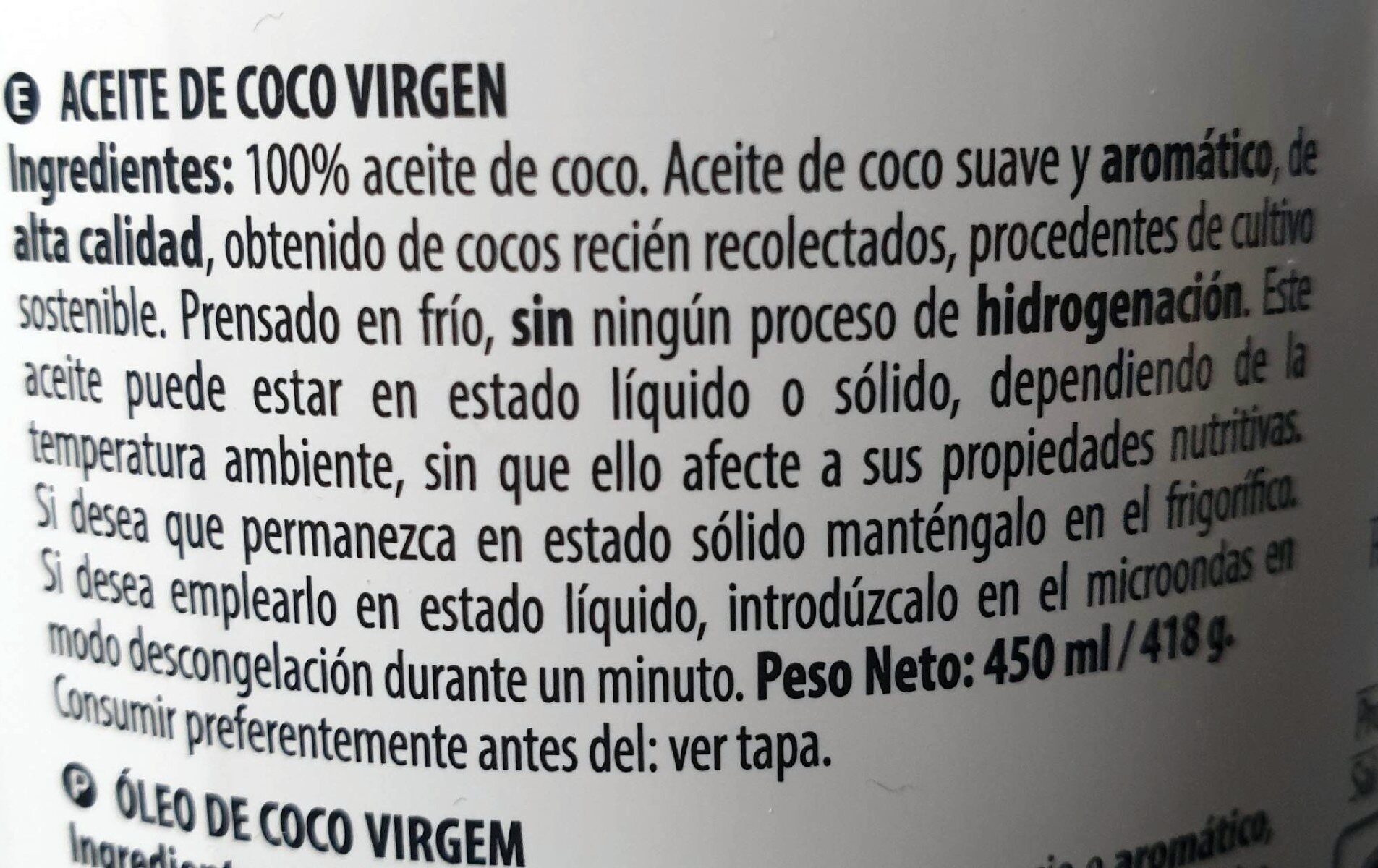 Huile de coco 450 ml – Hacendado 2