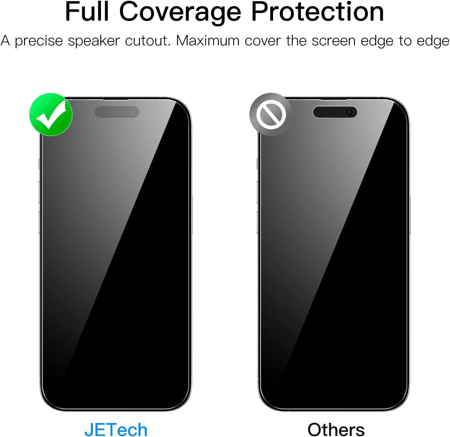 JETech Protection D’écran à Couverture Complète pour iPhone 14 Pro Max 6,7 Pouces, Integrale Film en Verre Trempé 9H Compatible Coque, HD Transparent, Lot de 3 – 1