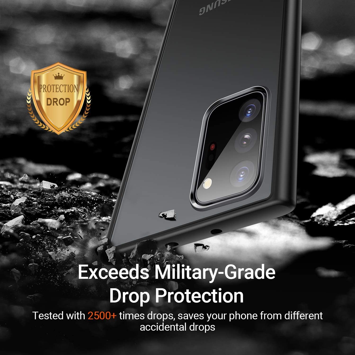 TORRAS Coque antichoc pour Galaxy Note 20 Ultra 5G [qualité militaire testé] Coque mate translucide avec bords doux Noir – 1