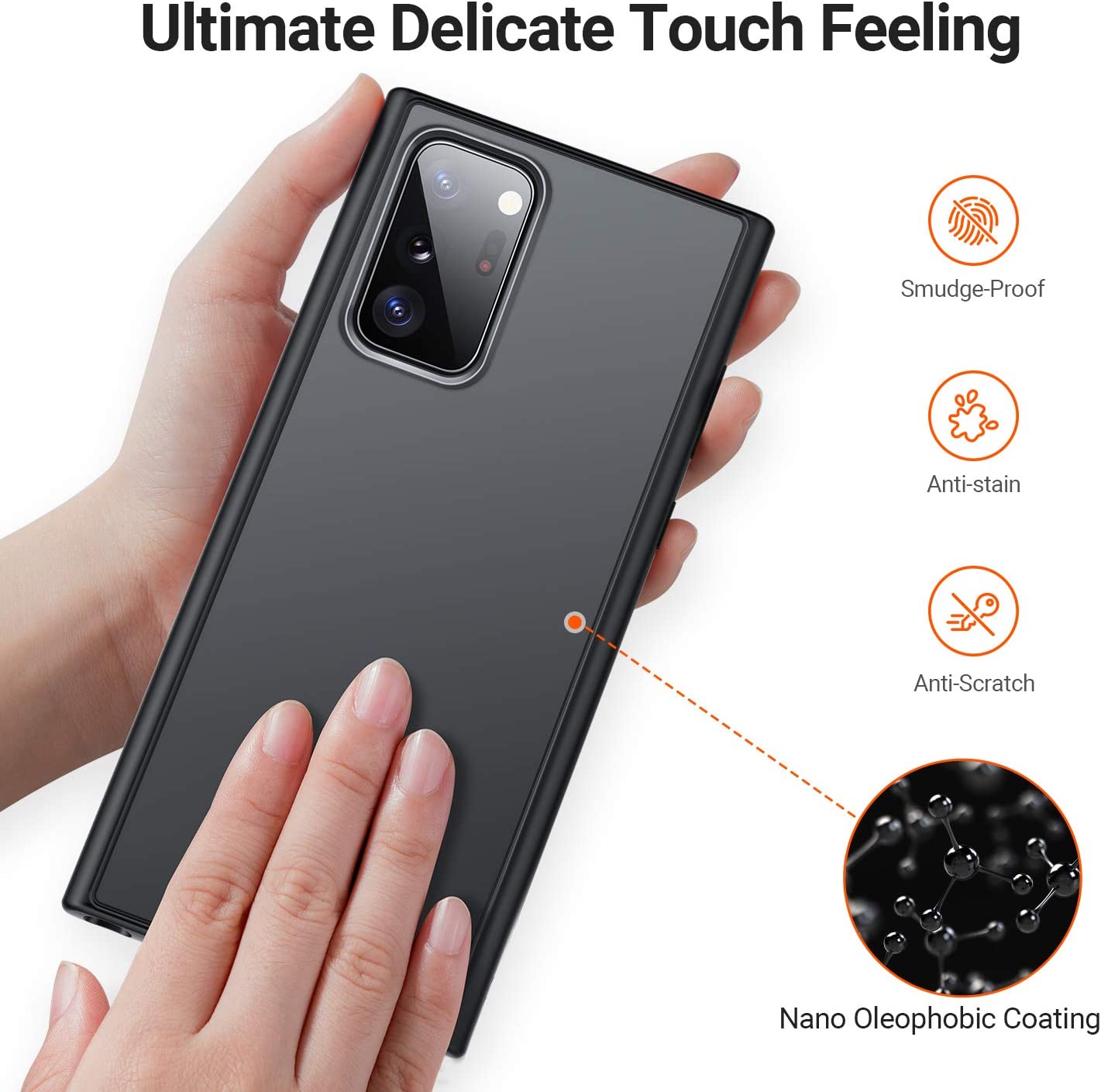 TORRAS Coque antichoc pour Galaxy Note 20 Ultra 5G [qualité militaire testé] Coque mate translucide avec bords doux Noir – 4