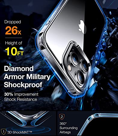 Coque Silicone iPhone 13 Pro - Transparente - Antichoc - DIAMOND