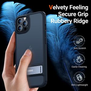 Coque de Protection MarsClimber pour IPhone 12 Pro Max [3 façons de support] Dos Mat Translucide et Pare-chocs en Silicone avec Béquille en Métal - Noir Mystique - TORRAS – Image 2
