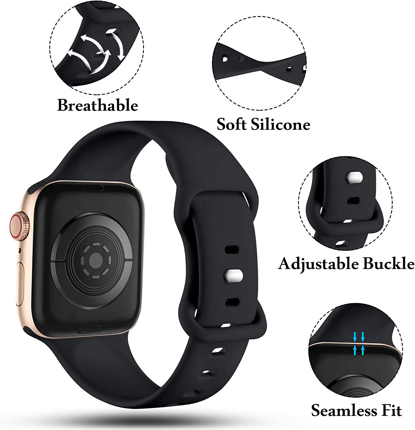 CeMiKa Compatible avec Apple Watch Bracelet 38mm 40mm 41mm 42mm 44mm 45mm 49mm, Bracelets en Silicone de Remplacement pour iWatch SE Series 8 7 6 5 4 3 2 1,… – 3