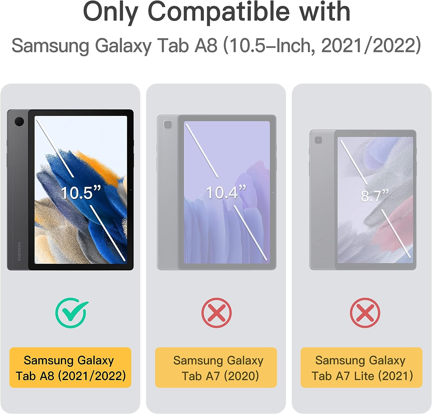 Coque pour Samsung Galaxy Tab A8 10,5 Pouces 2021 (SM-X200, X205, X207) (Noir) – JETech 2