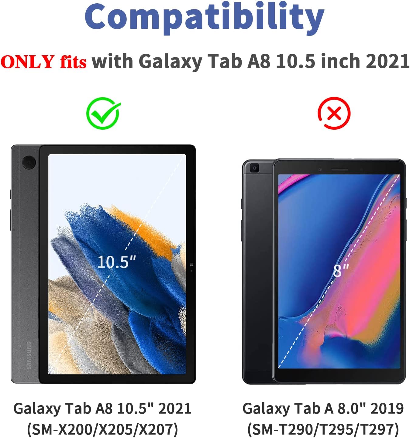Lot de 2 Verre Trempé (film protection d’écran) pour Samsung Galaxy Tab A8 10,5 2021, SM-X200, X205, Haute Définition, 9H Dureté, Anti Rayures, – Gerutek 2