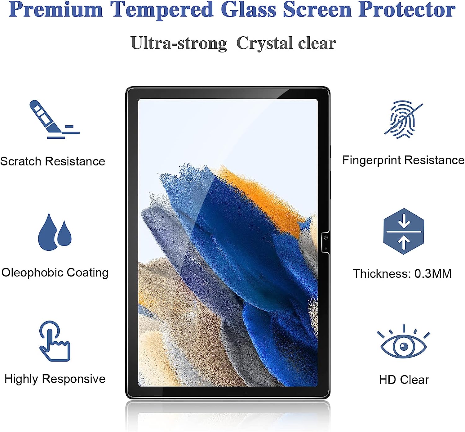 Lot de 2 Verre Trempé (film protection d’écran) pour Samsung Galaxy Tab A8 10,5 2021, SM-X200, X205, Haute Définition, 9H Dureté, Anti Rayures, – Gerutek 3