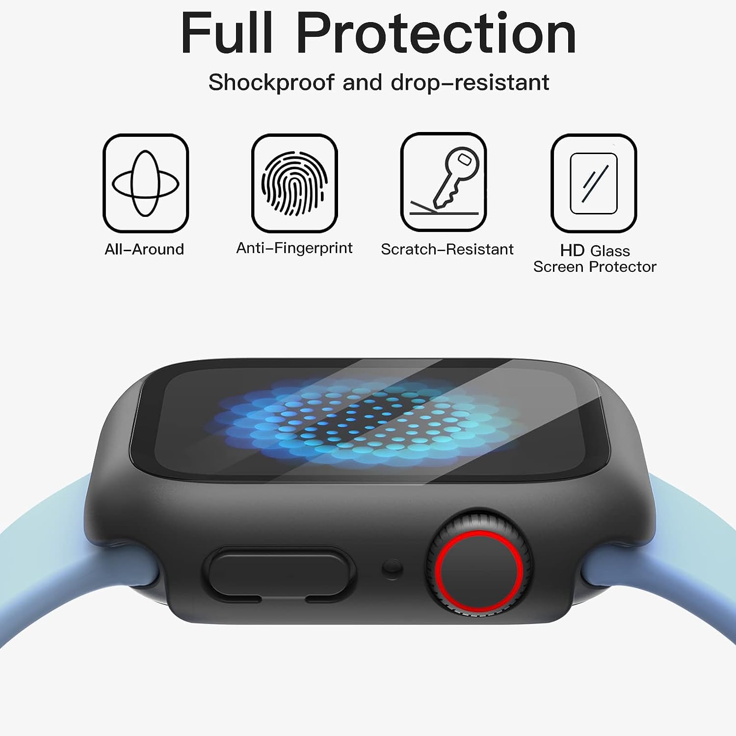 Lot de 2 coque avec protection d’écran Compatible avec Apple Watch SE (2022, 2020), Series 6 5 4 44 mm, Noir – JETech 4
