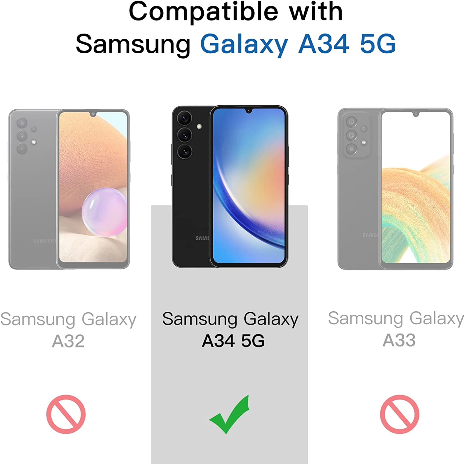 Lot de 3 Verre Trempé JETech pour Samsung Galaxy A34 5G 6,6 Pouces, 9H 3