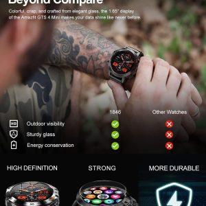 Smart Watch (Montre Connectée) Intelligente pour Homme, Appel Bluetooth, Moniteur de Fréquence Cardiaque Sommeil 100+Modes Sportifs IP67 Etanche,1.39" HD  Noir - SIEMORL – Image 3