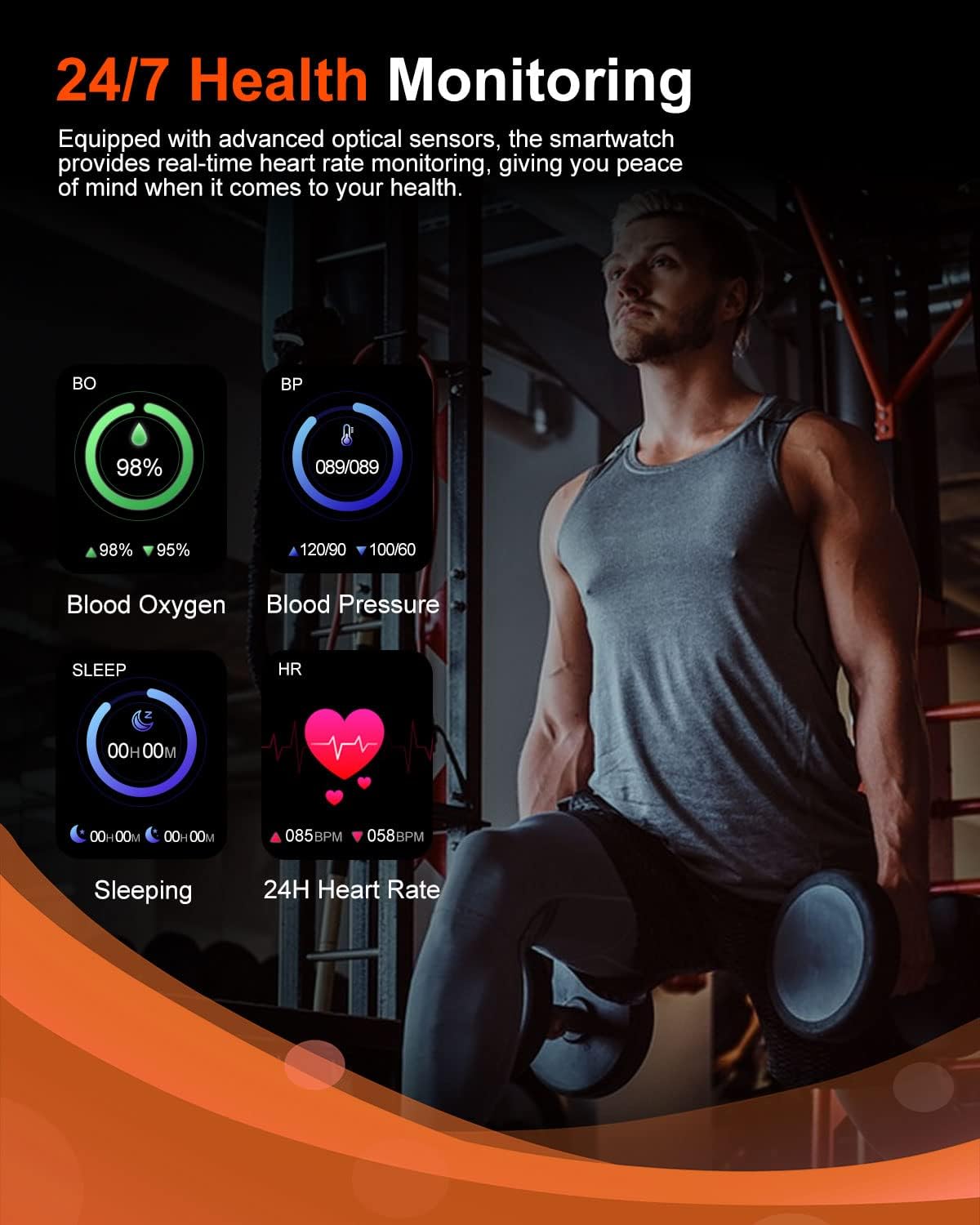 SIEMORL Montre Connectée Homme Appel Bluetooth,Smart Watch Moniteur de Fréquence Cardiaque Sommeil 6