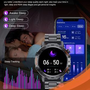 Smart Watch (Montre Connectée) Intelligente pour Homme, Appel Bluetooth, Moniteur de Fréquence Cardiaque Sommeil 100+Modes Sportifs IP67 Etanche,1.39" HD  Noir - SIEMORL – Image 7