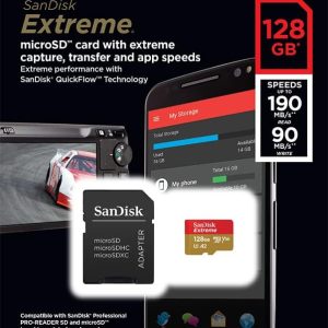 Carte Memoire Extreme 128 Go MicroSDXC + Adaptateur SD avec Performances Applicatives A2 Jusqu'à 190 Mo/s - Classe 10 - U3 - V30 - SanDisk – Image 5
