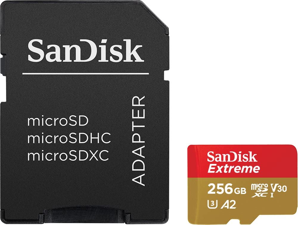 SanDisk 256 Go Extreme Carte Mémoire MicroSDXC + Adaptateur SD avec Performances Applicatives A2 Jusqu’à 190 Mo:s:130 Mo:s, Classe 10, U3, V30 Visiter la boutique SanDisk – 2